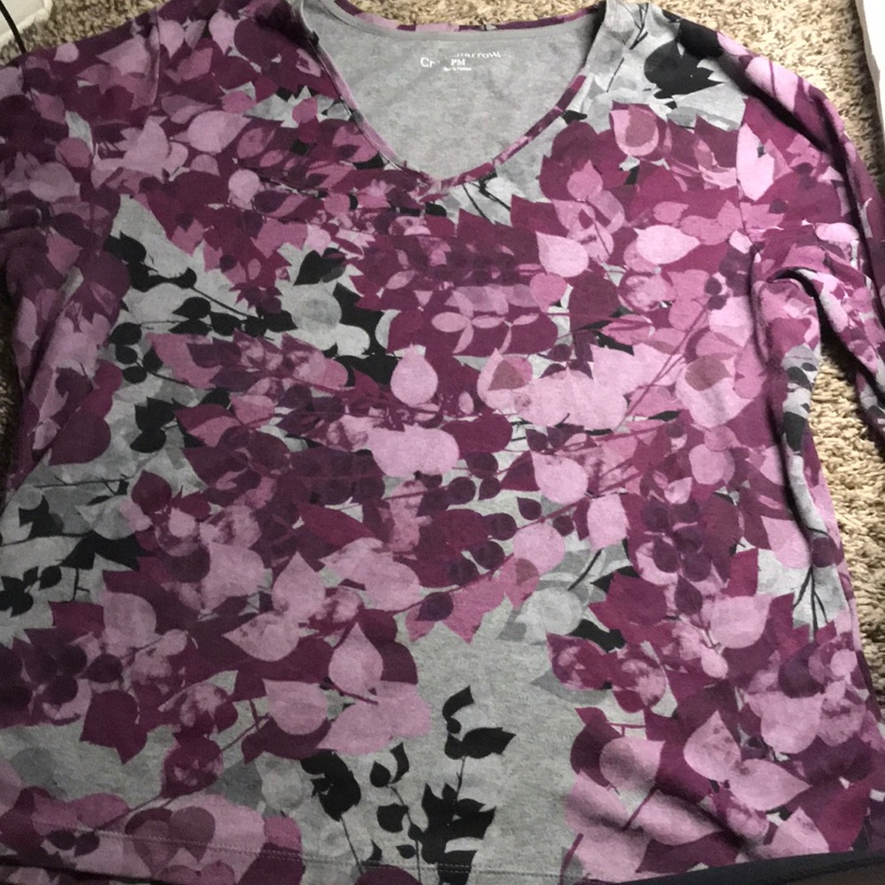 Purple and grey long sleeve leaf shirt